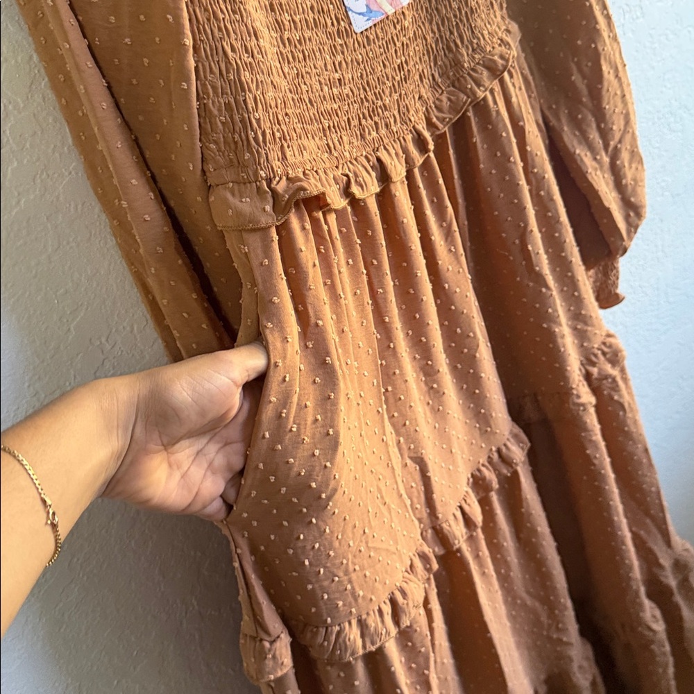 Pretty garden khaki Maxi Dress with pockets - Picture 6 of 7